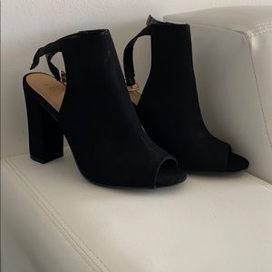 Black open toe booties